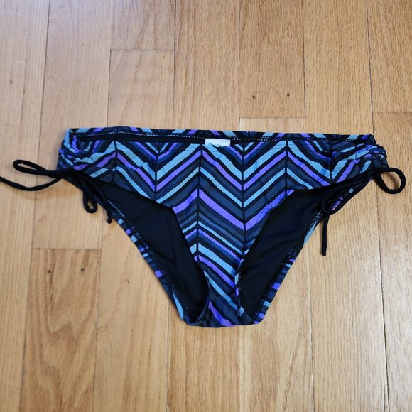 Mossimo Supply Co. Purple/Black Zig-Zag Print Bikini Swim Suit Bottom Size Large - Picture 5 of 13